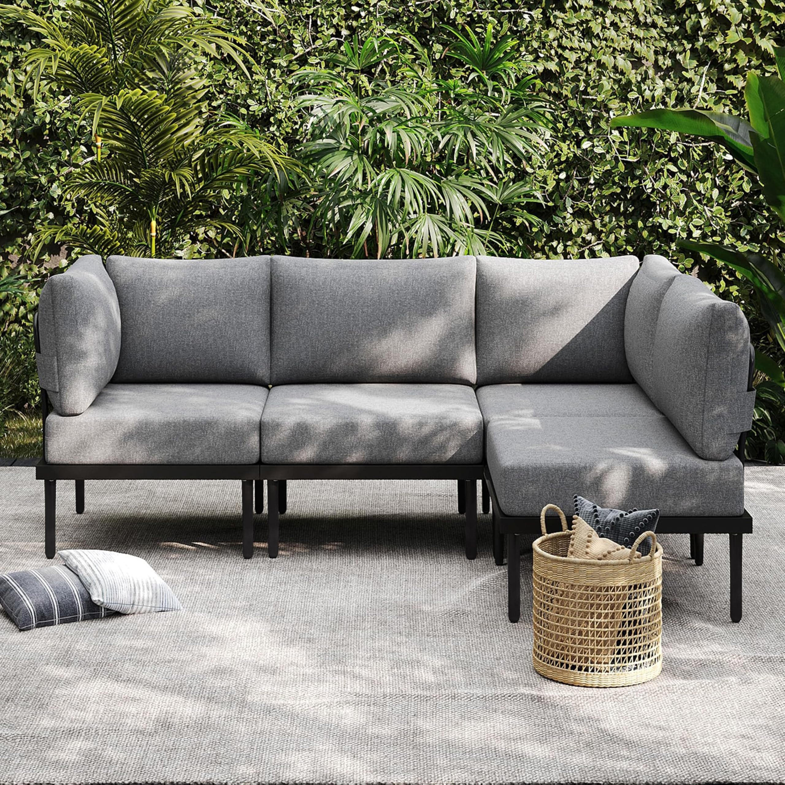 Sundale Outdoor 4-Piece Metal Sectional