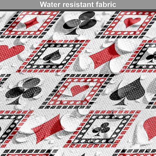 Miniatura 6 de Ambesonne Tela de casino por The Yard, Playings Cards Clubs Hearts simétrica geométrica repetitiva ornamental, tela decorativa para tapicería y