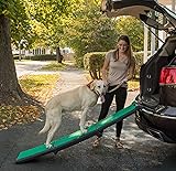 Pet Gear Travel Lite Ramp with supertraX Surface for Maximum Traction, 4 Models to Choose from, 42-71 in. Long, Supports 150-200 lbs, Find The Best Fit for Your Pet, Black/Green