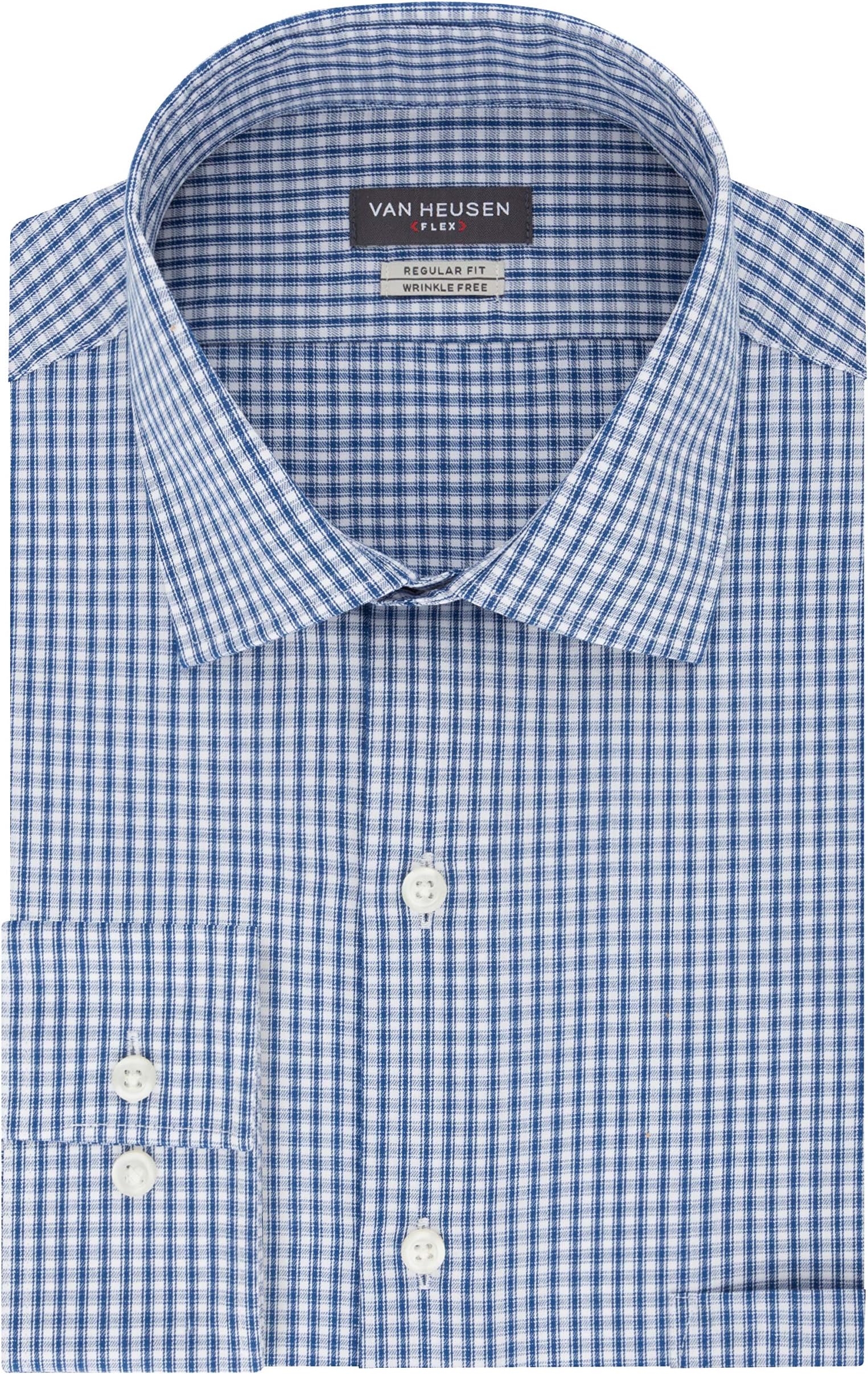 Van HeusenMen's Dress Shirt Regular Fit Flex Collar Check