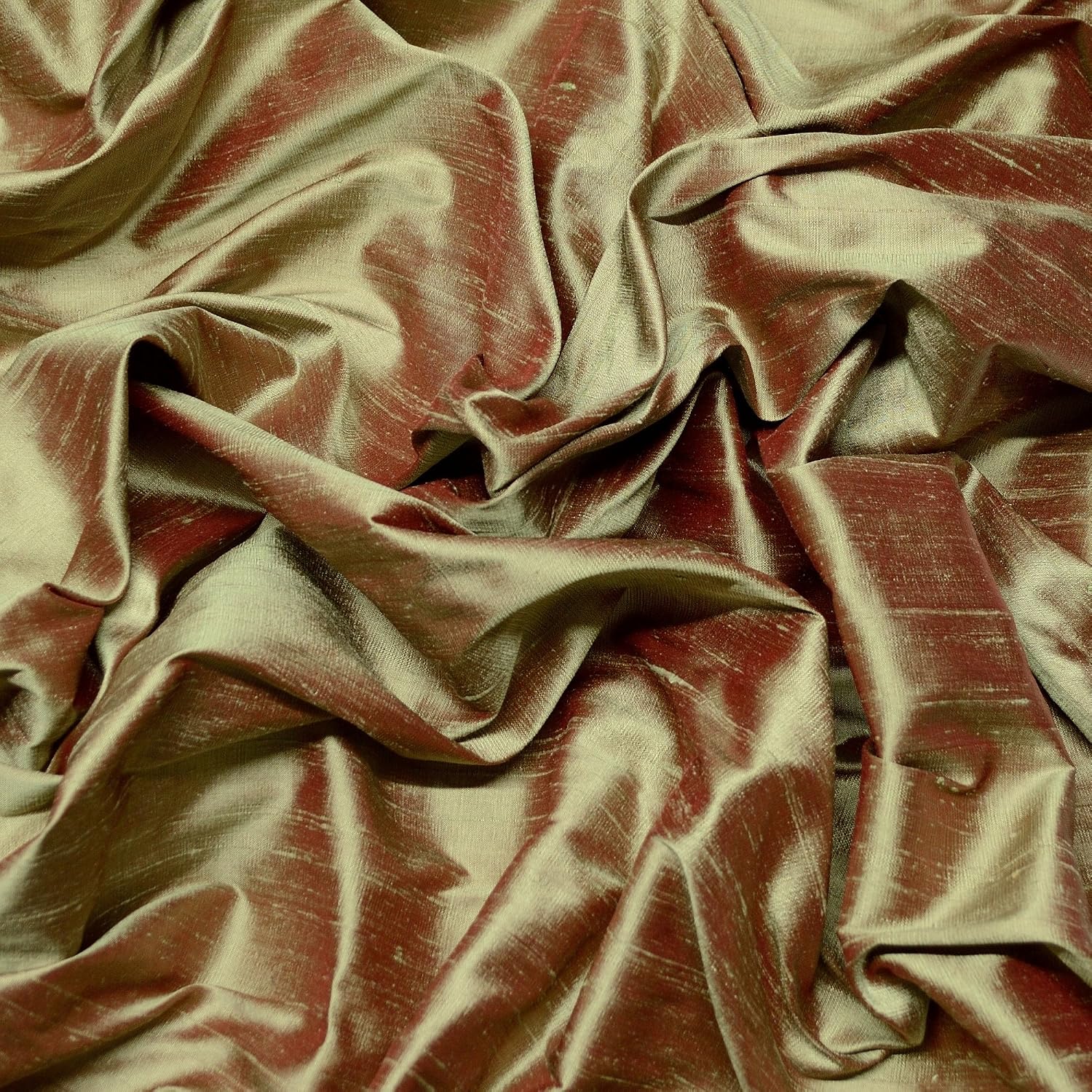 Iridescent New Leaf Green Dupioni Silk, 100% Silk Fabric, by The Yard, 44" Wide