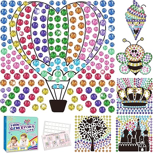 6 piezas de arte y manualidades atrapasoles para niños de 8 a 12 años, kits de pintura de diamantes de helado para niñas de 8 9 10 11 12 años, arte