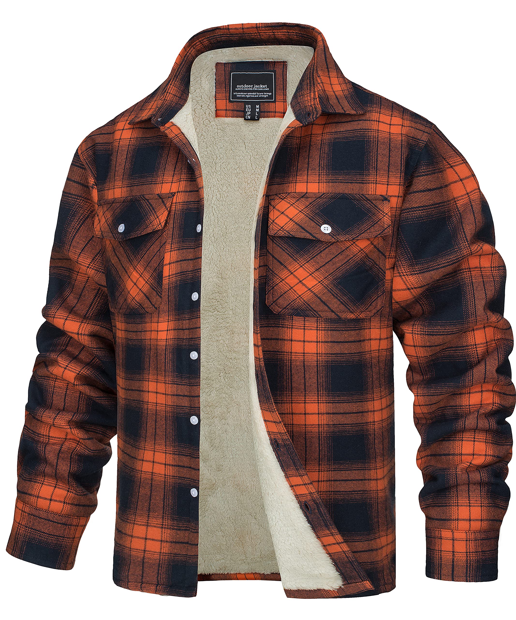 TACVASEN Chaqueta de Hombre Chaquetas a Cuadros Forradas Chaqueta de Trabajo de Franela Chaqueta de Camisa de Leñador de Invierno