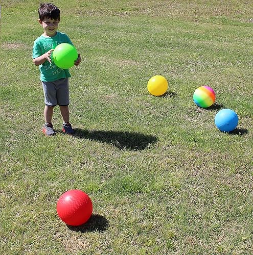 Miniatura 4 de Toys+ Juego de pelotas de juego de 8.5 pulgadas, tamaño oficial para Dodge Ball, Kick Ball, cuatro cuadradas, bomba gratis (paquete de 5, rojo,