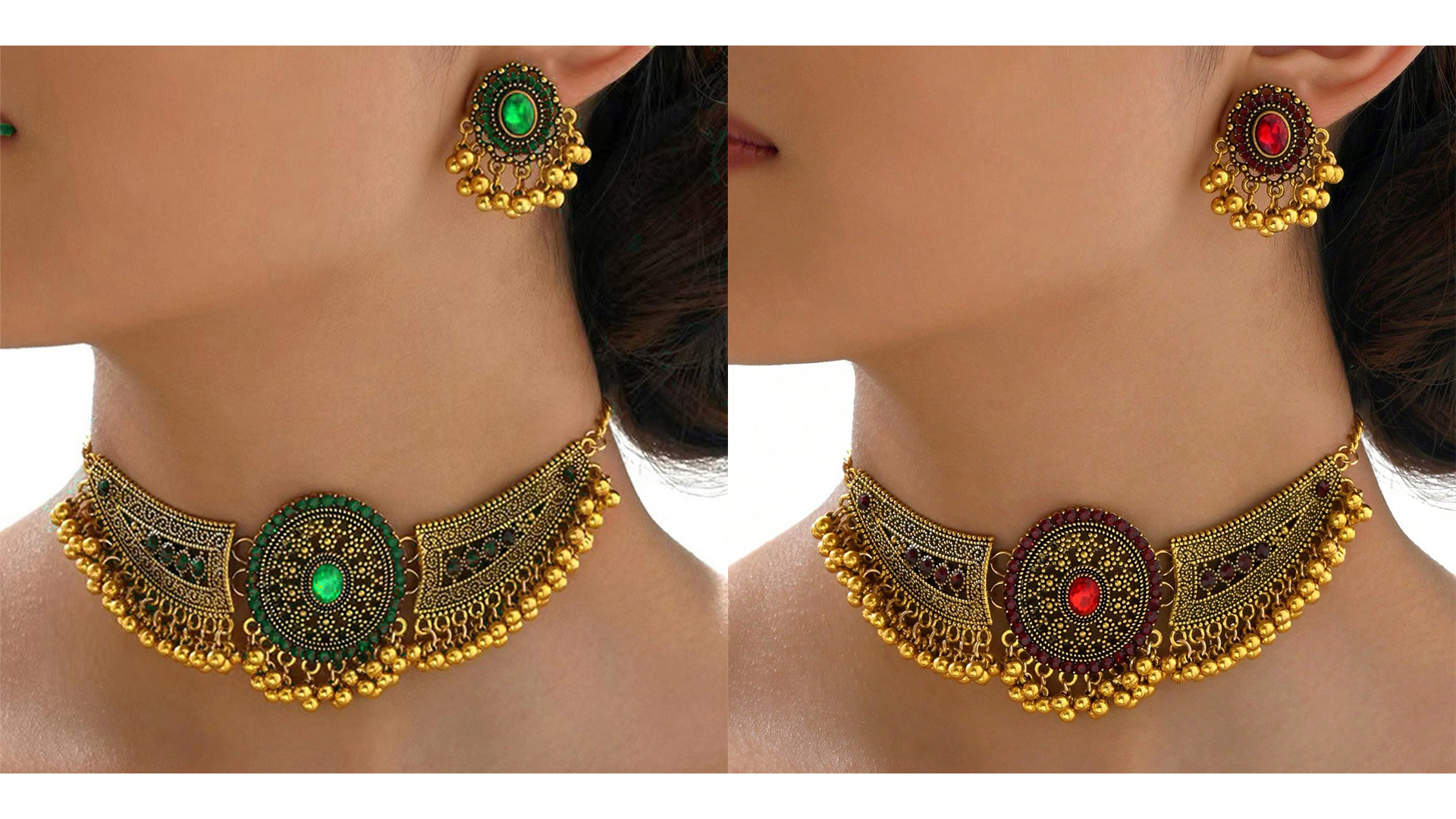 Amazon.com: JAVARNV Indian Jewelry Sets for Women Choker Necklace