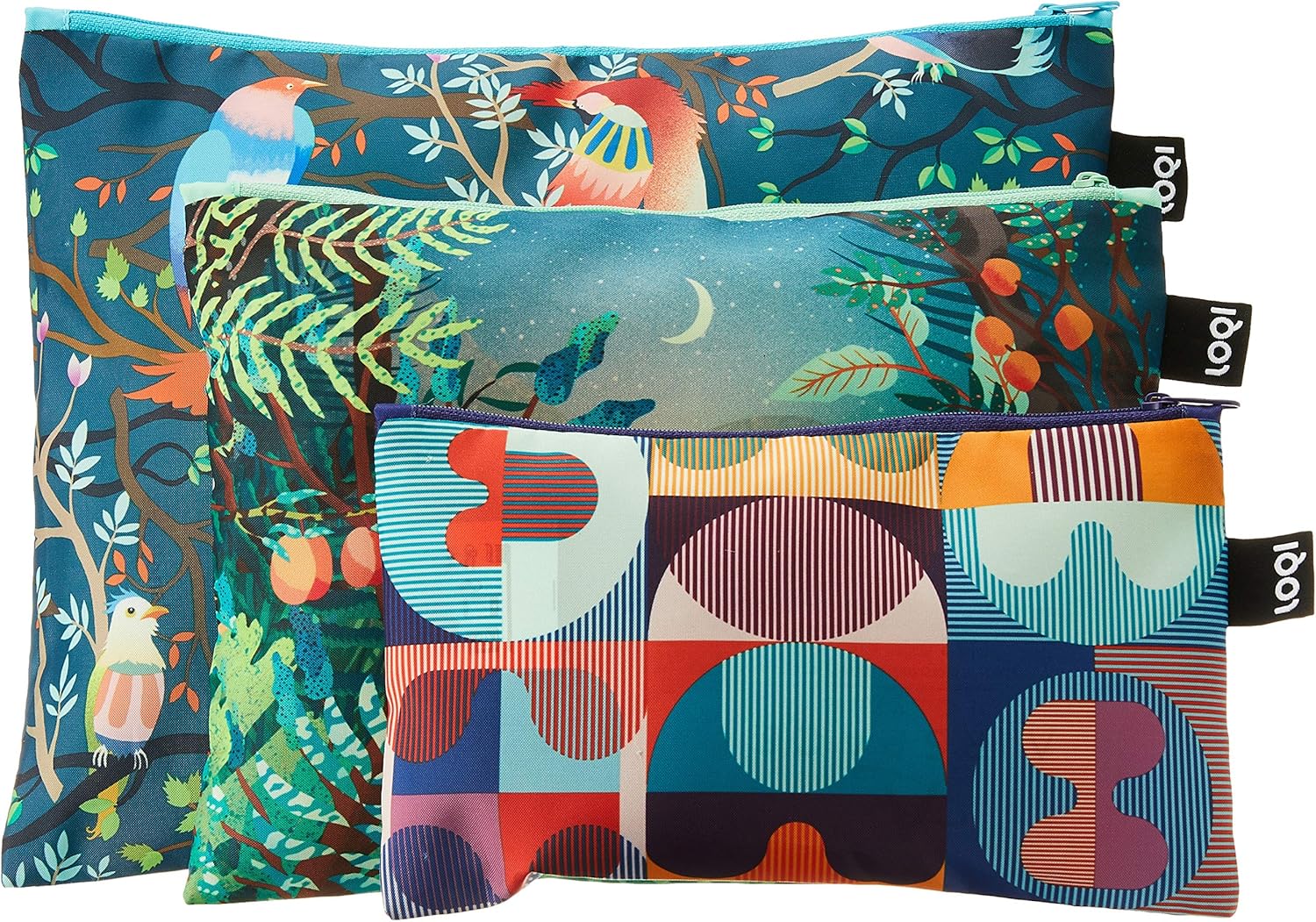 LOQI ZP.HH Hvass & Hannibal Zip Pockets (Set of 3) Reusable Grocery Bag