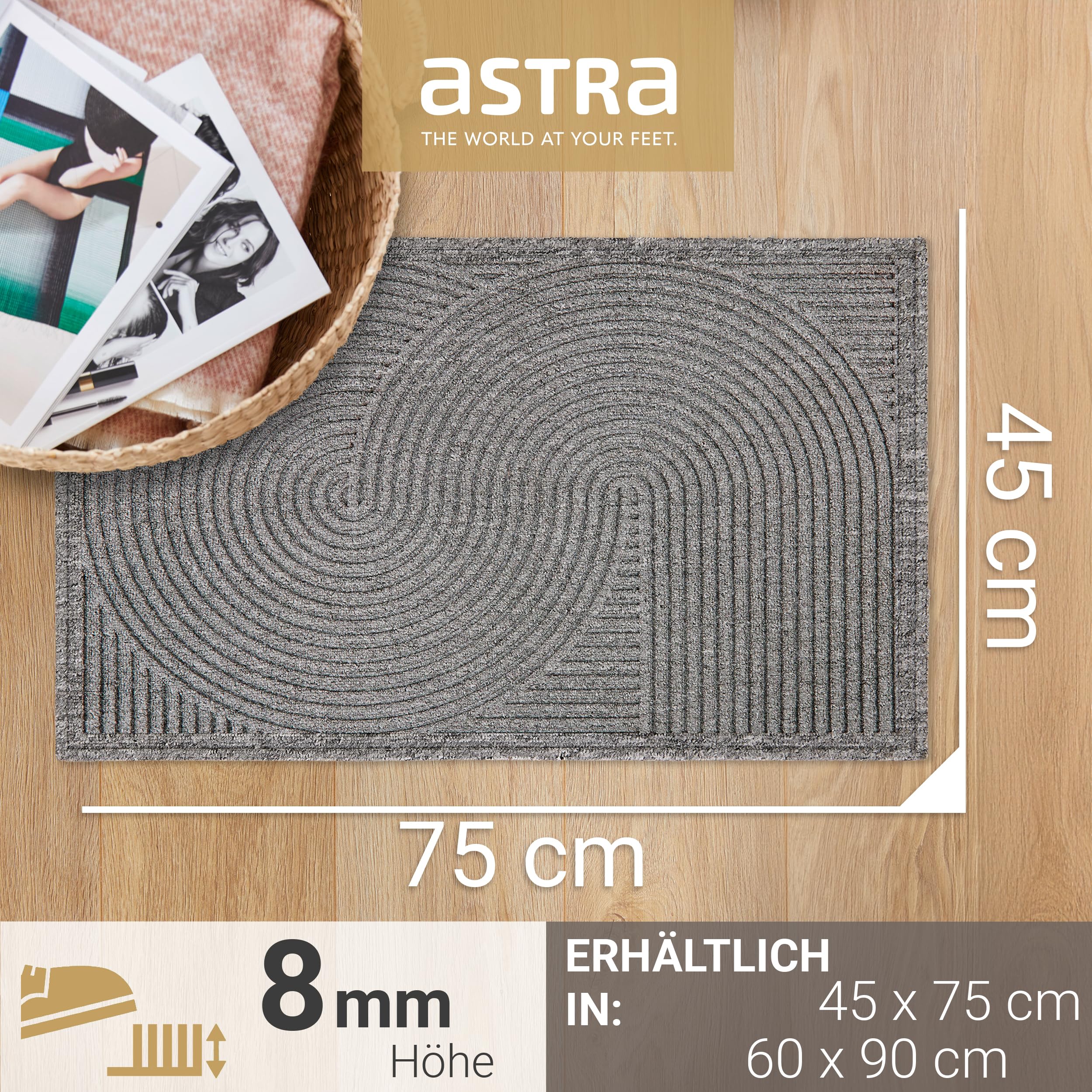 Wetterfeste Fussmatte robust außen rutschfest - Grau 2er Set 45 x 75 cm