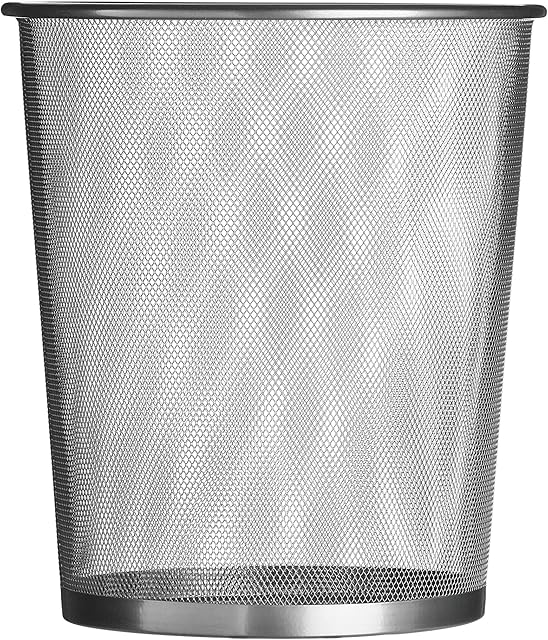 Premier Housewares Large Mesh Waste Paper Bin Silver Bedroom Bin Small Bin Rubbish Bin Waste Bin Recycling Bin for Bedrooms 35 x 30 x 30 cm