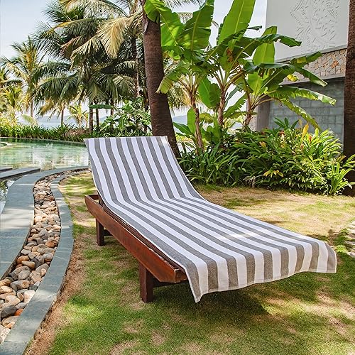 Miniatura 2 de Arkwright California Cabana - Juego de 2 toallas de rizo 100% algodón, fundas para sillas de piscina para muebles de playa al aire libre, 30 x 85