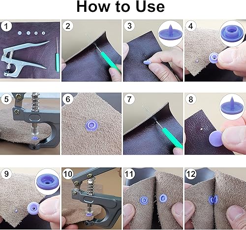 Miniatura 6 de Broches de plástico con alicates a presión, 460 juegos de botones a presión de 24 colores para coser, kit de cierres a presión para coser, ropa,