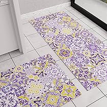 PETTI Artigiani Italiani – Tappeto Cucina, Tappeto Cucina Antiscivolo Lavabile, Passatoia Cucina, Tappeto Runner Cucina, 52×140 cm, Disegno Vietri Viola, 100% Made in Italy