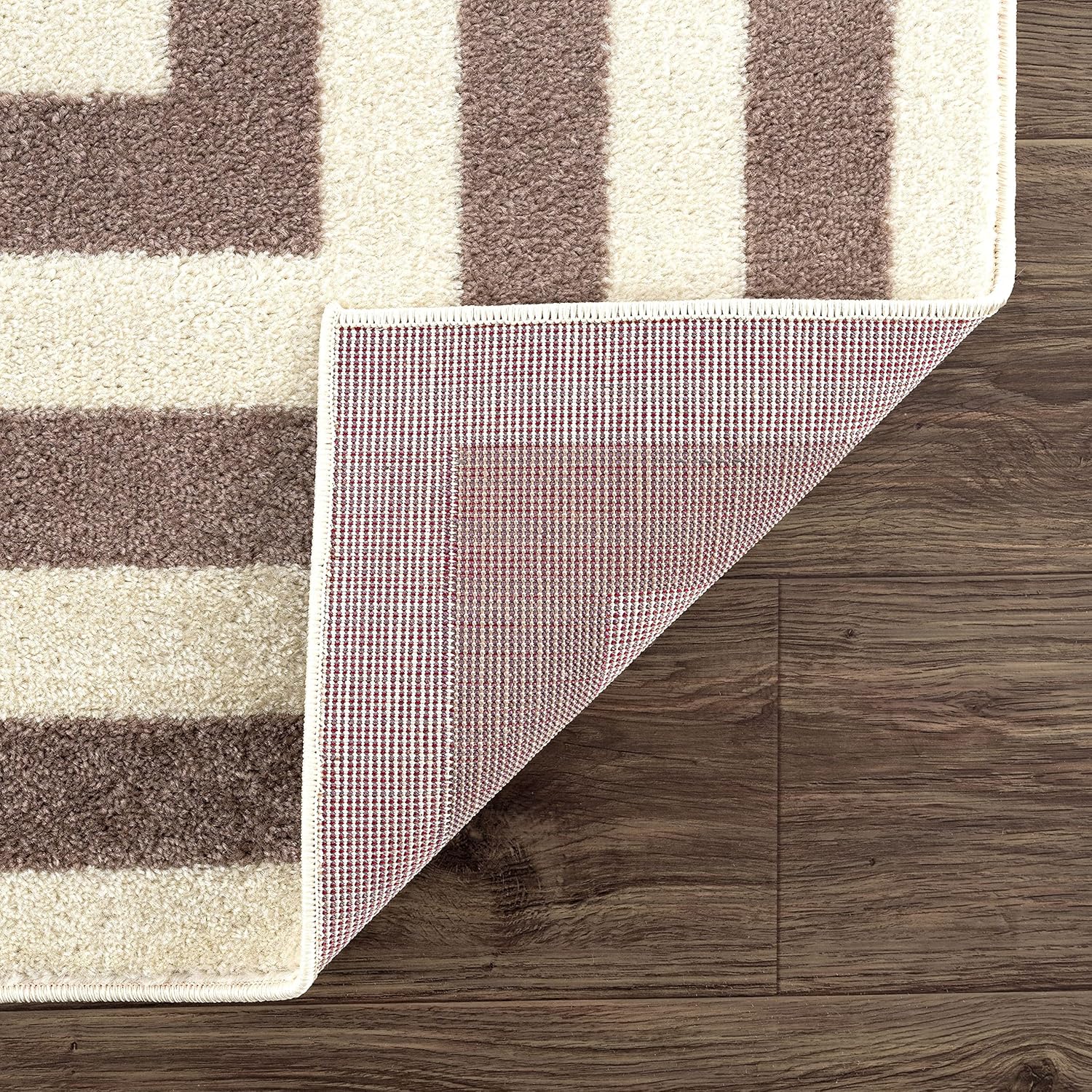 Abani Contemporary Beige & Ivory 5'3" x 7'6"(5'x8') Area Rug, Contrasting Geometric Modern Stripe Symmetrical Living Room Carpet Rugs