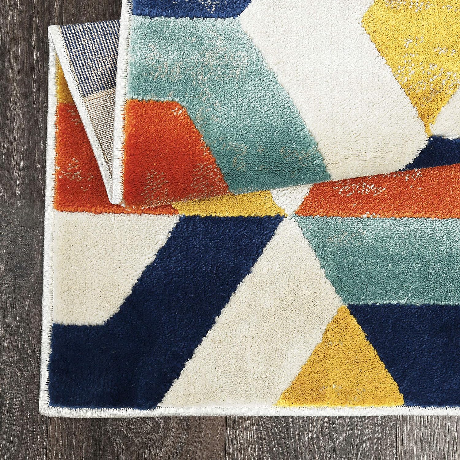 Home Dynamix 9843-999 Trina Trina Turk Tanja Bevins Modern Area Rug 1'6"x2'6", Geometric Ivory/Blue/Orange/Gold