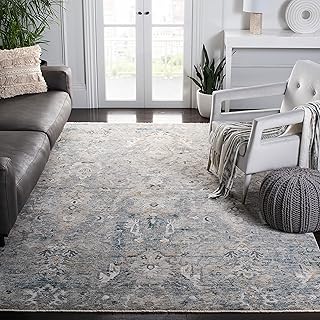 SAFAVIEH Dream Collection DRM721F Boho-Teppich, 2,4 x 3,4 m, grau/goldfarben, mit Fransen im Used-Look für Wohnzimmer, Esszimmer, Schlafzimmer