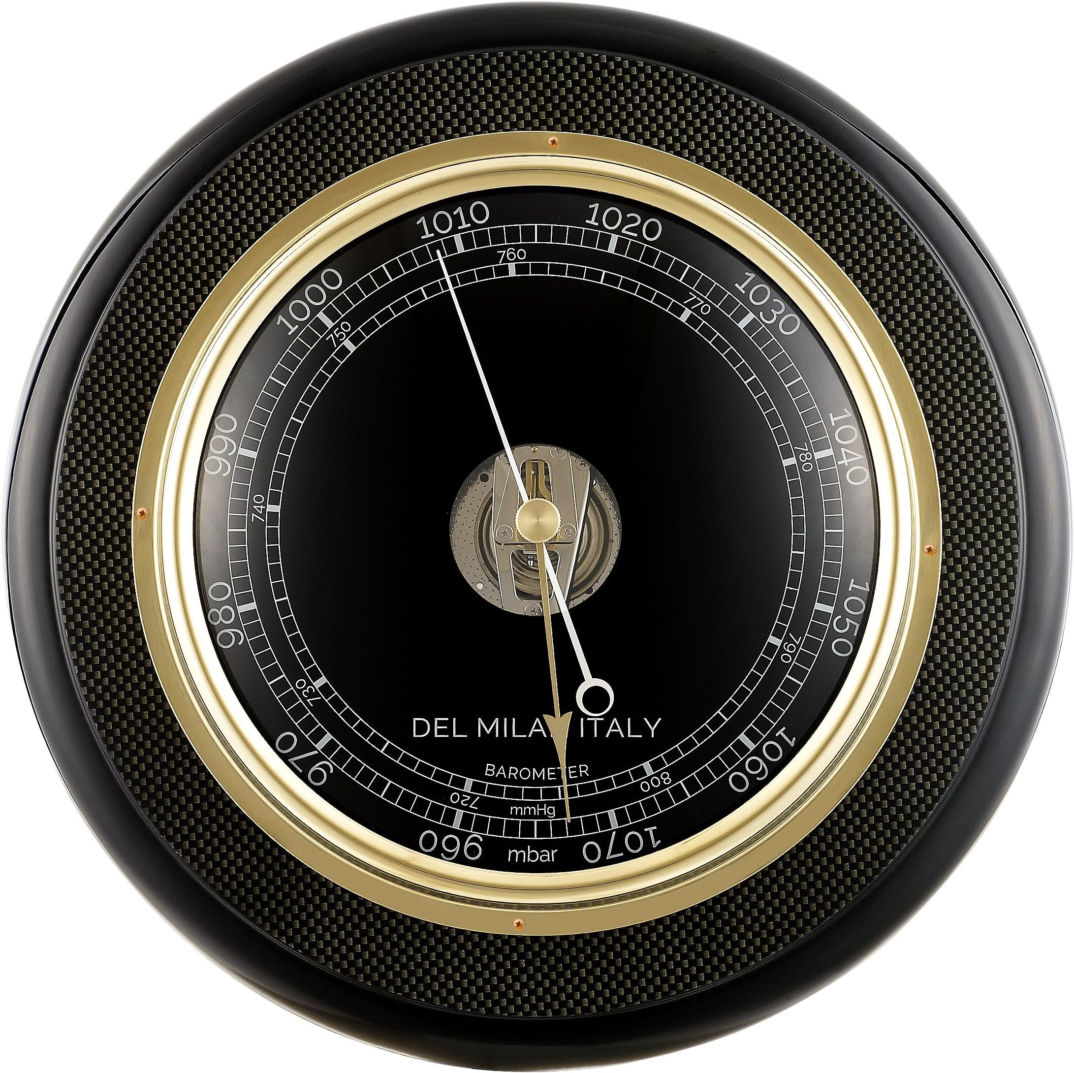 Round Barometer, Carbon Fiber Finish