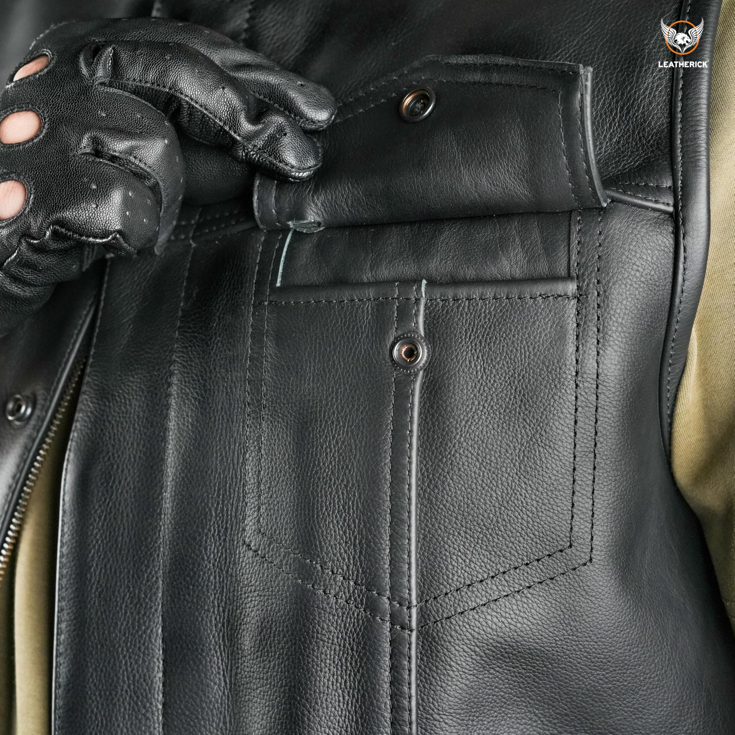 Leatherick Gilet de Moto en Cuir de Vache de qualité supérieure Anarchy pour Homme Noir