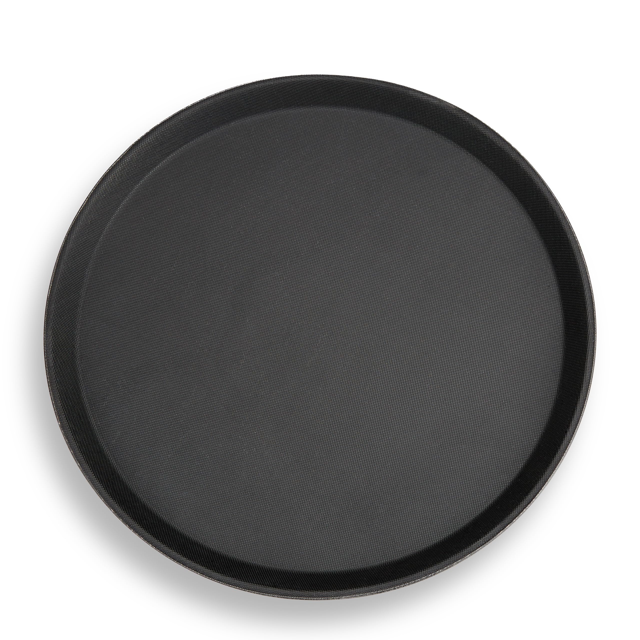 10 Bandejas Camarero Antideslizantes para Bar y Restaurante, Plástico, Negro, Ø 35 cm