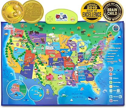 Amazon Com Best Learning I Poster My Usa Interactive Map Educational Talking Toy For Kids Of Ages 5 To 12 Years Toys Games