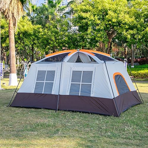 Miniatura 5 de KTT Large Family Cabin Tent 10-12 Person,14.1X10X6.58ft,2 Rooms,3 Storage Pockets,2 Bay-Windows 3 Doors and 3 Windows with Mesh,Straight
