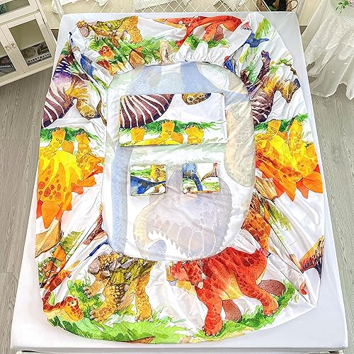 Miniatura 8 de CVHOUSE Juego de sábanas y ropa de cama de dinosaurio, tamaño individual, 4 piezas