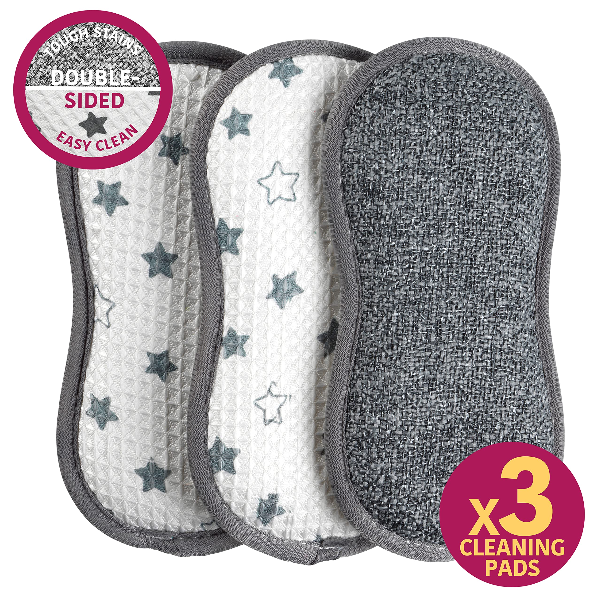 Kleeneze KL076472EU7 Star Scrubbing Sponges, Cleaning Pads, Scourer, Treated with Anti-Bac Protection, Double Sided - Image 3