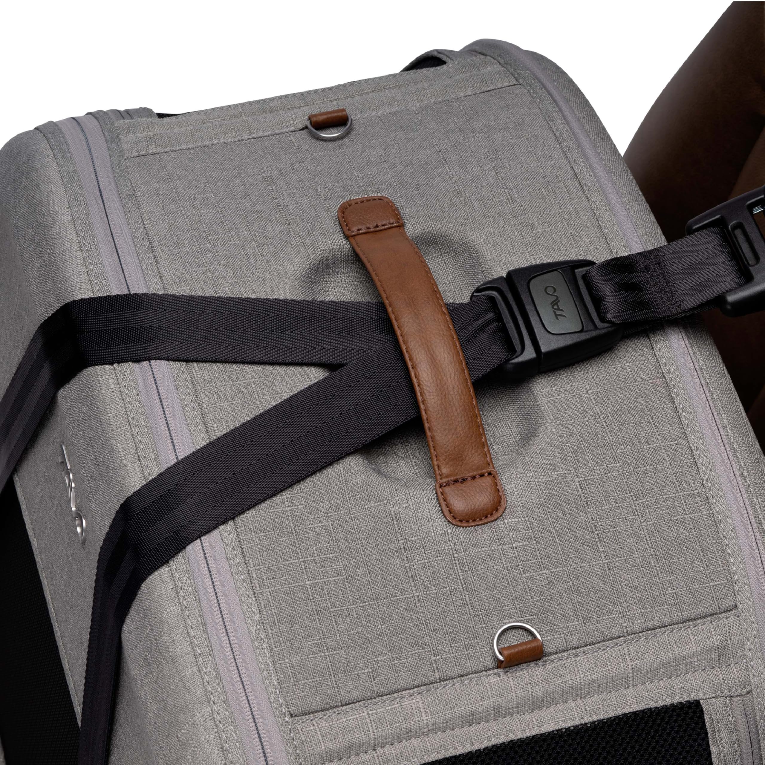 Tavo Crispin Haustier-Transportbox Small – Crash-getestete Auto-Transportbox für Hunde & Katzen, ISOFIX & Top-Tether Befestigung, 360° Mesh-Belüftung, 2 Waschbare Matratzen, Faltbar, Merle