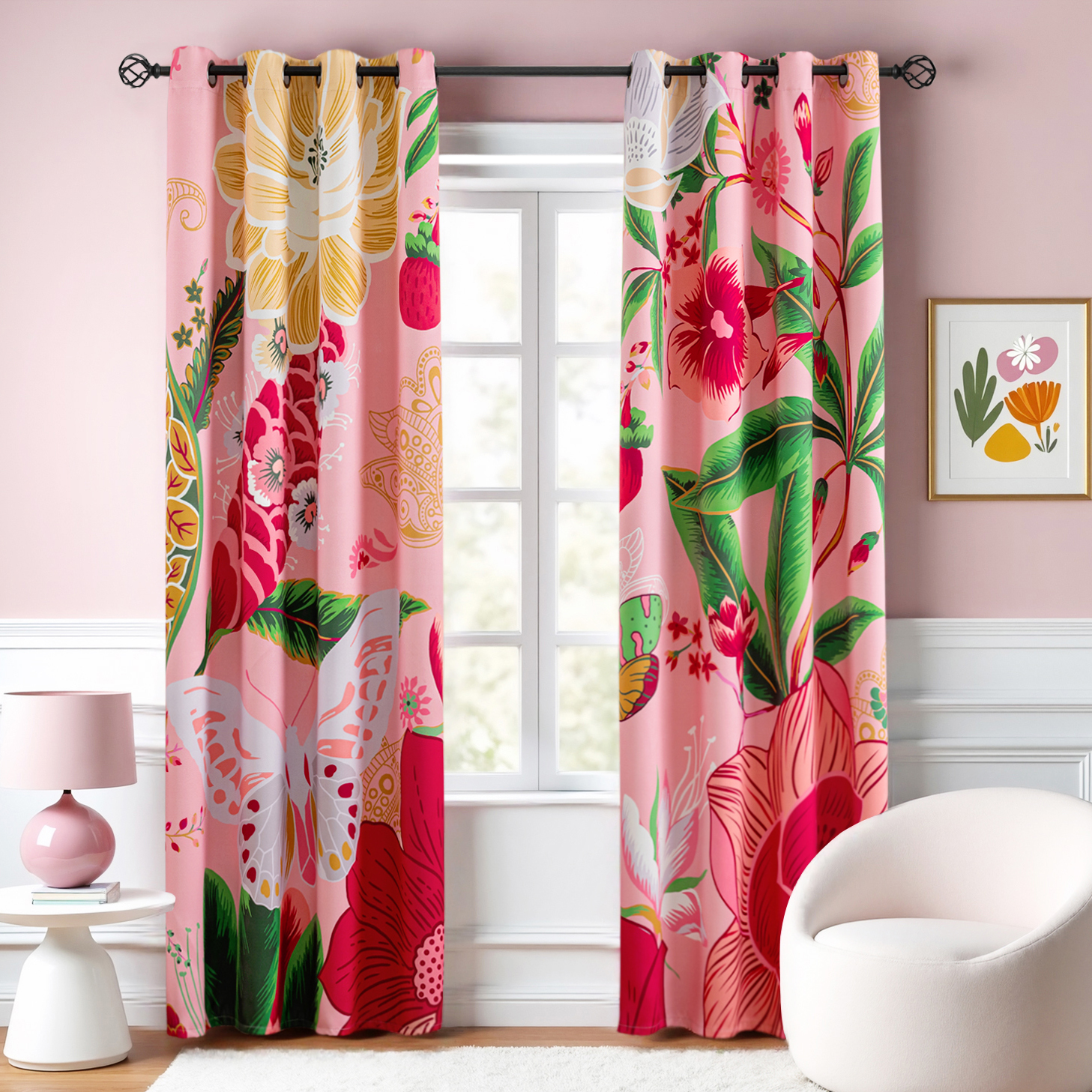 Amazon.com: Tyrot Black Boho Floral 100% Blackout Curtains