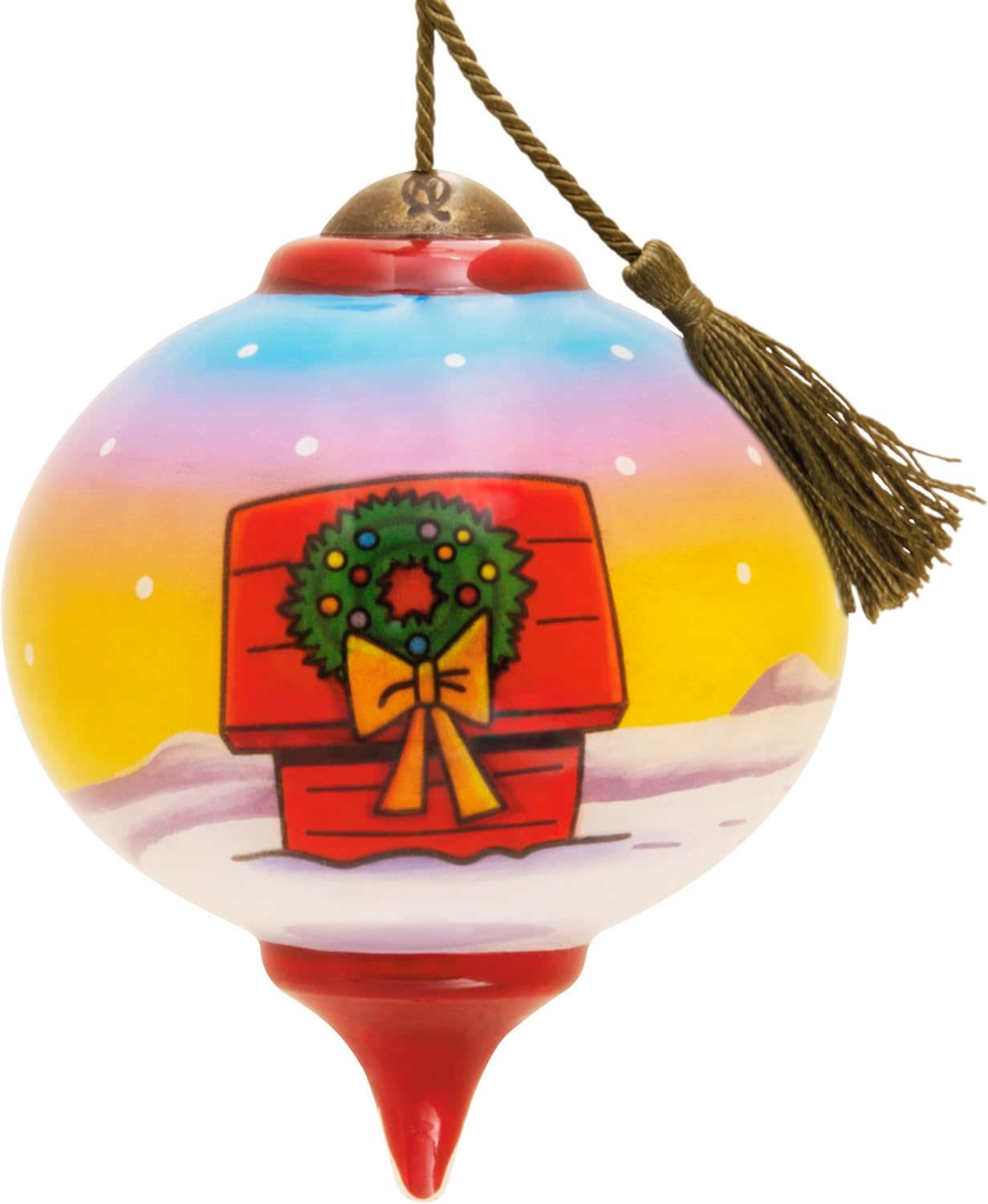 Hallmark Peanuts Ne'Qwa Art Snoopy and Woodstock Christmas Ornament, Hand-Painted Glass - Image 2