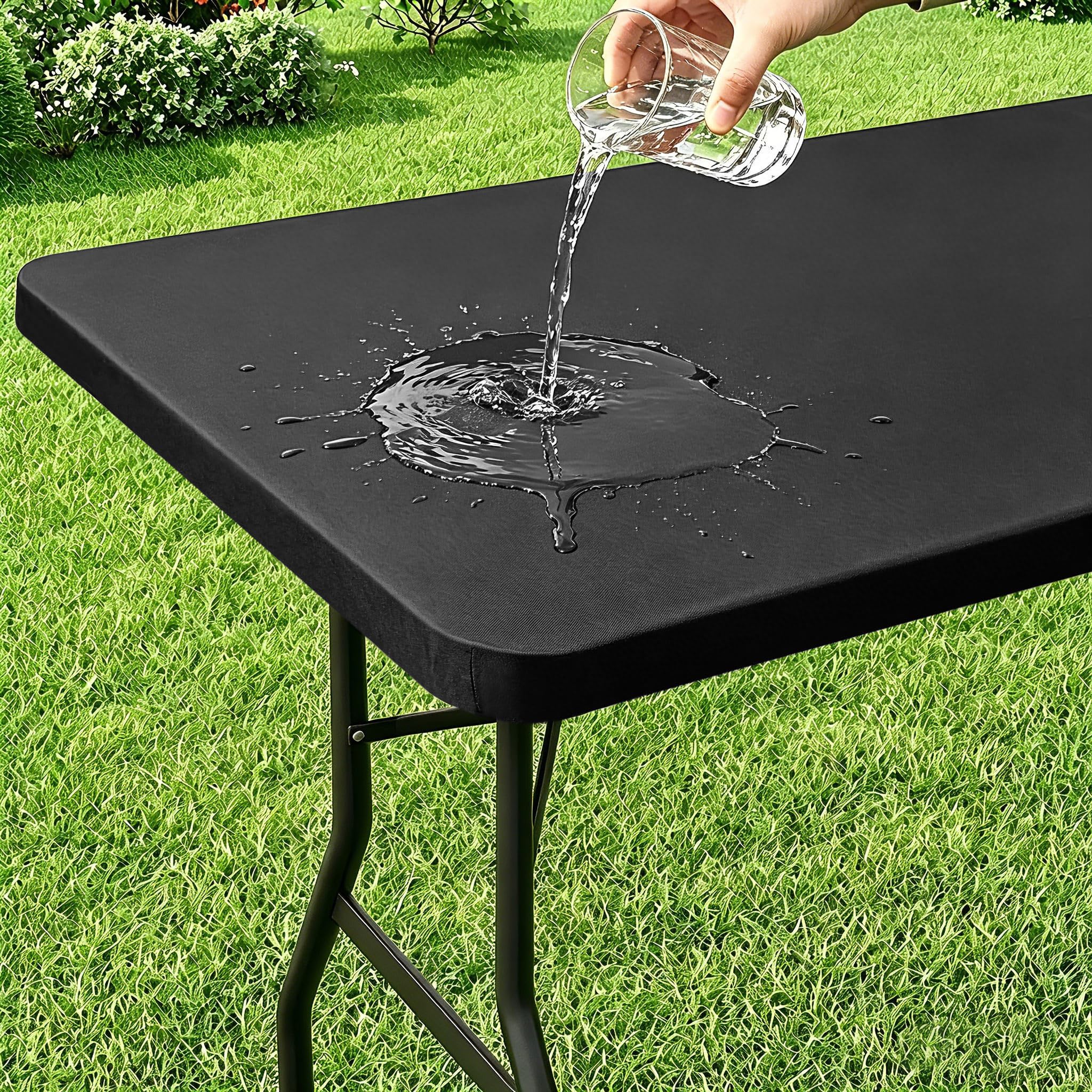 Photo 1 of misaya Rectangle Vinyl Tablecloth - Black, 30" x 72"