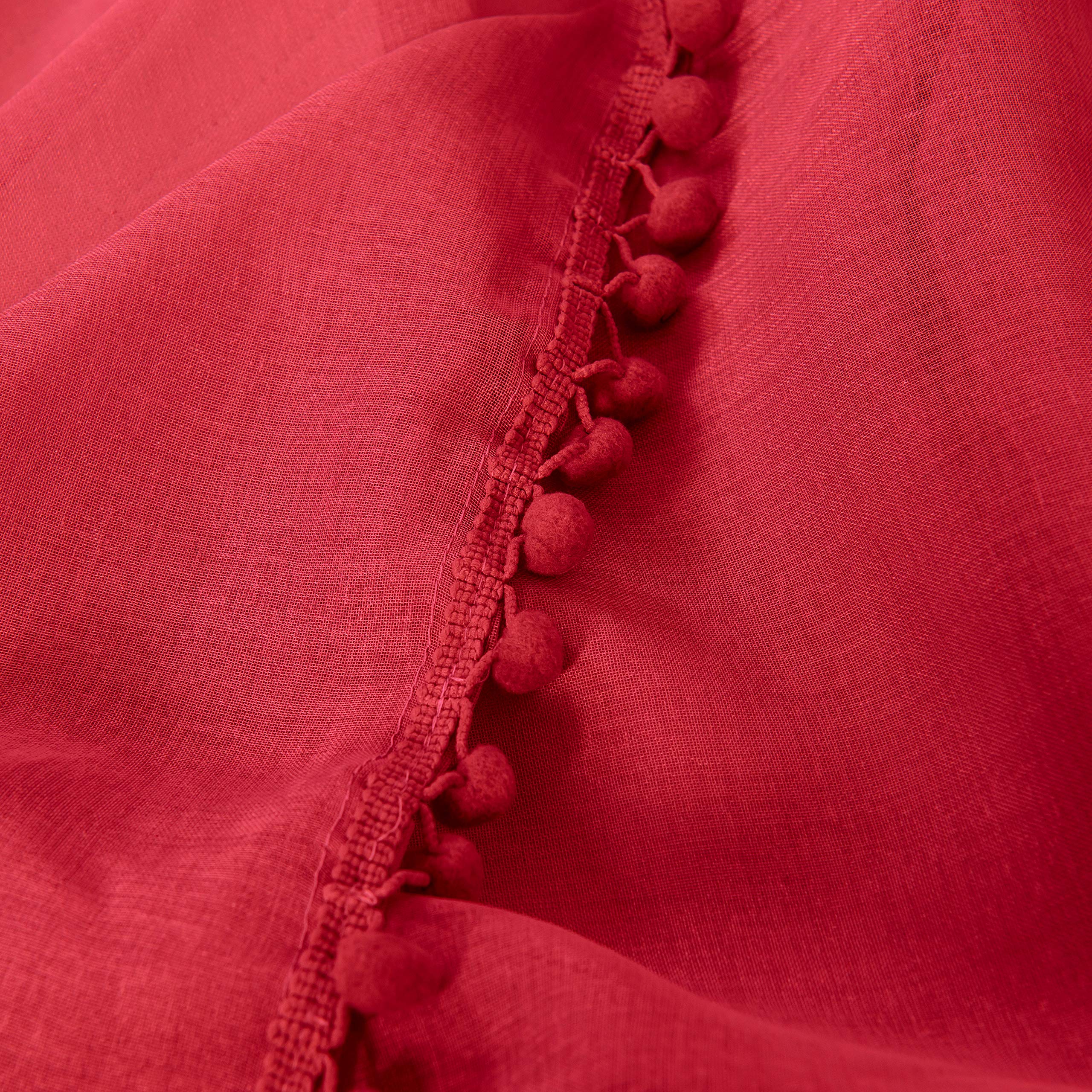 Elegant Comfort Semi-Sheer Pom Pom Tassels Curtains, 2 Panels Set, with 2inch Rod Pocket - Image 4