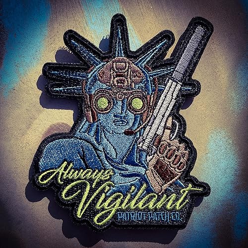 Miniatura 6 de Patriot Patch Co. - Parche bordado con la estatua de la libertad de visión nocturna Always Vigilant