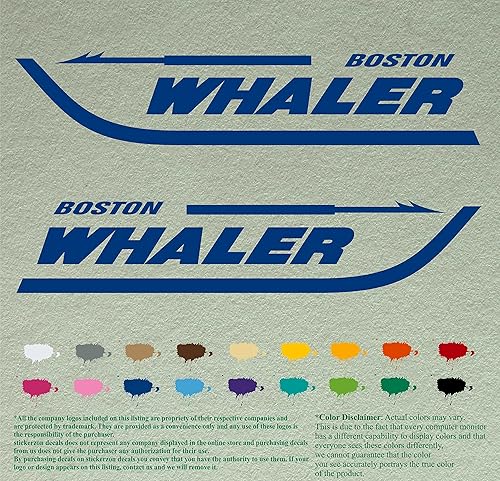 Miniatura 10 de Par de calcomanías Boston Whaler para barcos, calcomanías de vinilo, motor de barco, lote de 2, Blanco 010