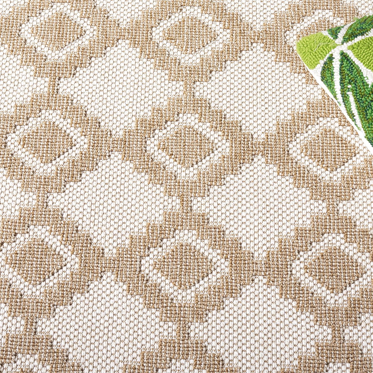 SAFAVIEH Washable Rug Outdoor Global Collection - 5'3" x 7'6", Beige & Brown, Non-Shedding & Easy to Clean, Ideal for Patio, Backyard, Mudroom (GLB208C)