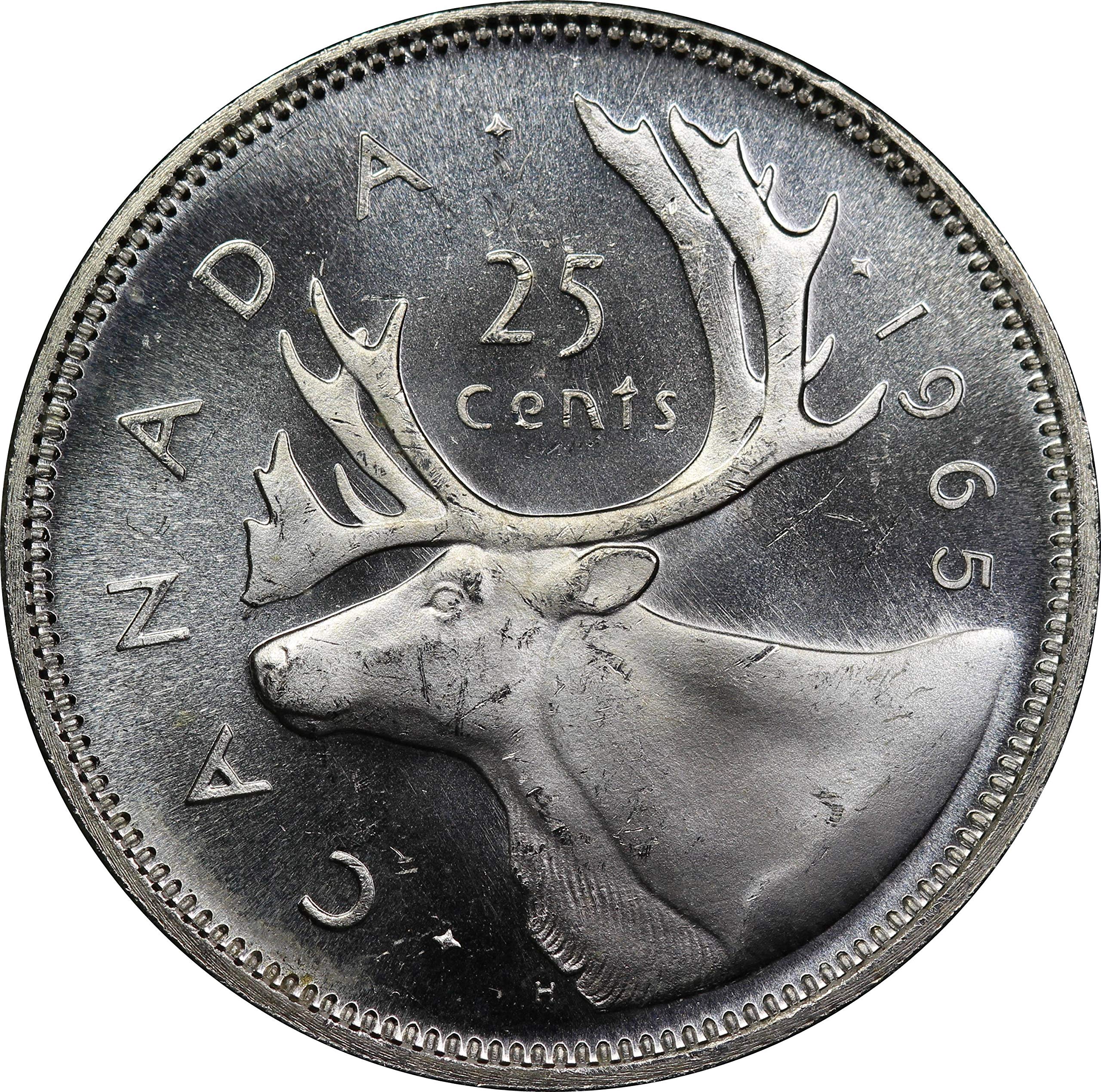 Amazon.com: 1965 Canada Silver Quarter Dollar Coin, Mint State Condition,  Caribou Design, Queen Elizabeth II : 藝術古董收藏