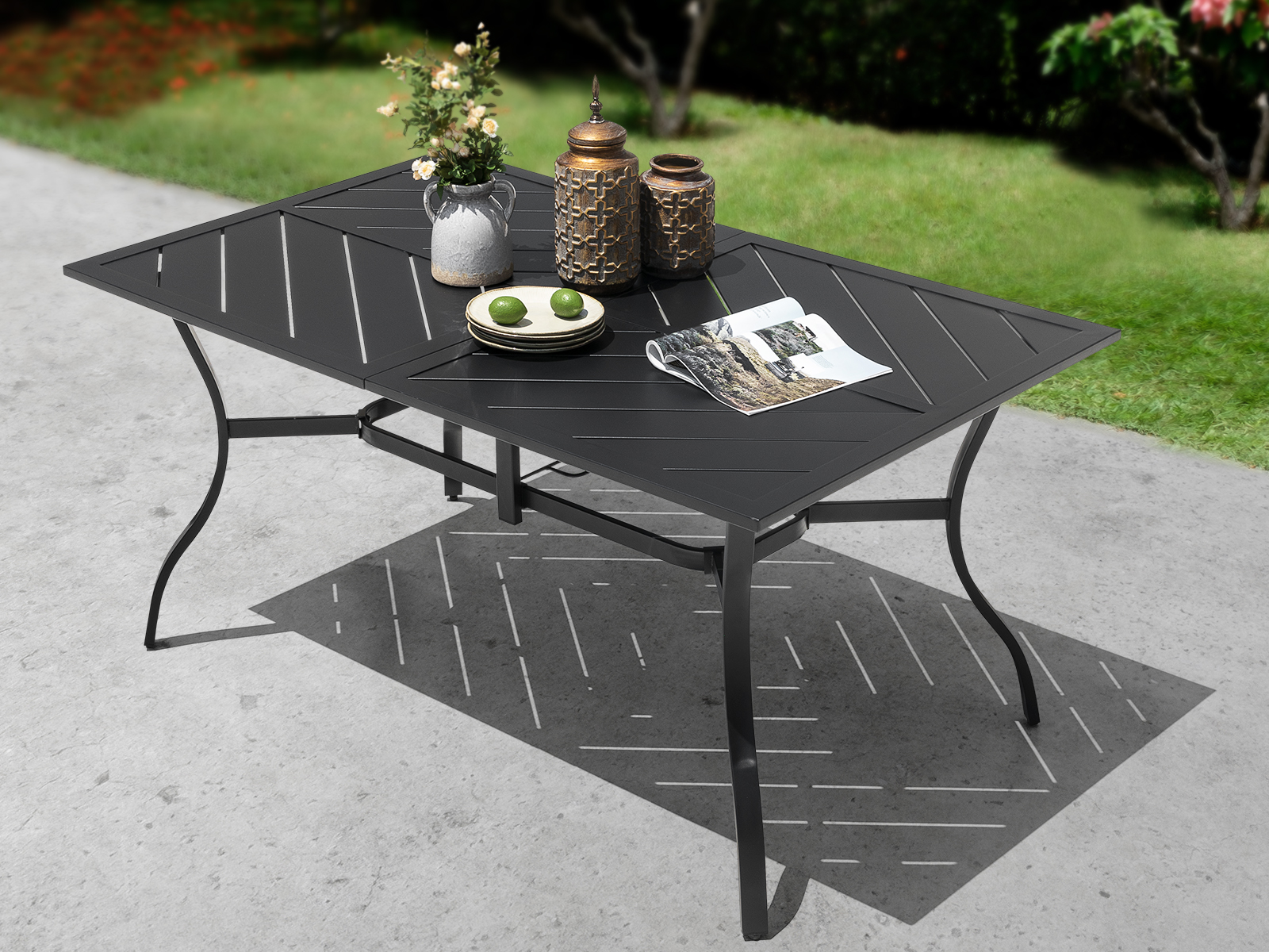 Amazon.com : NUU GARDEN Outdoor Rectangle Dining Table, 61'' x 37
