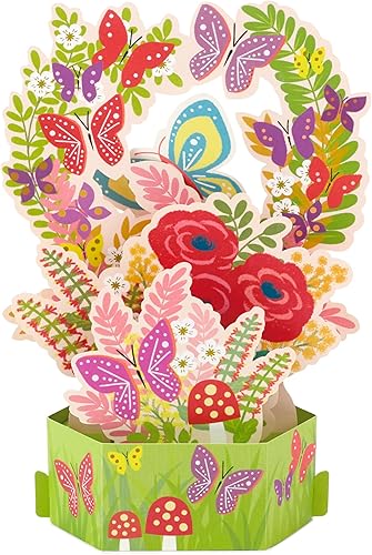 Miniatura 3 de Hallmark Paper Wonder - Tarjeta desplegable para cumpleaños, pensando en ti, felicitaciones o cualquier ocasión (flores y mariposas)