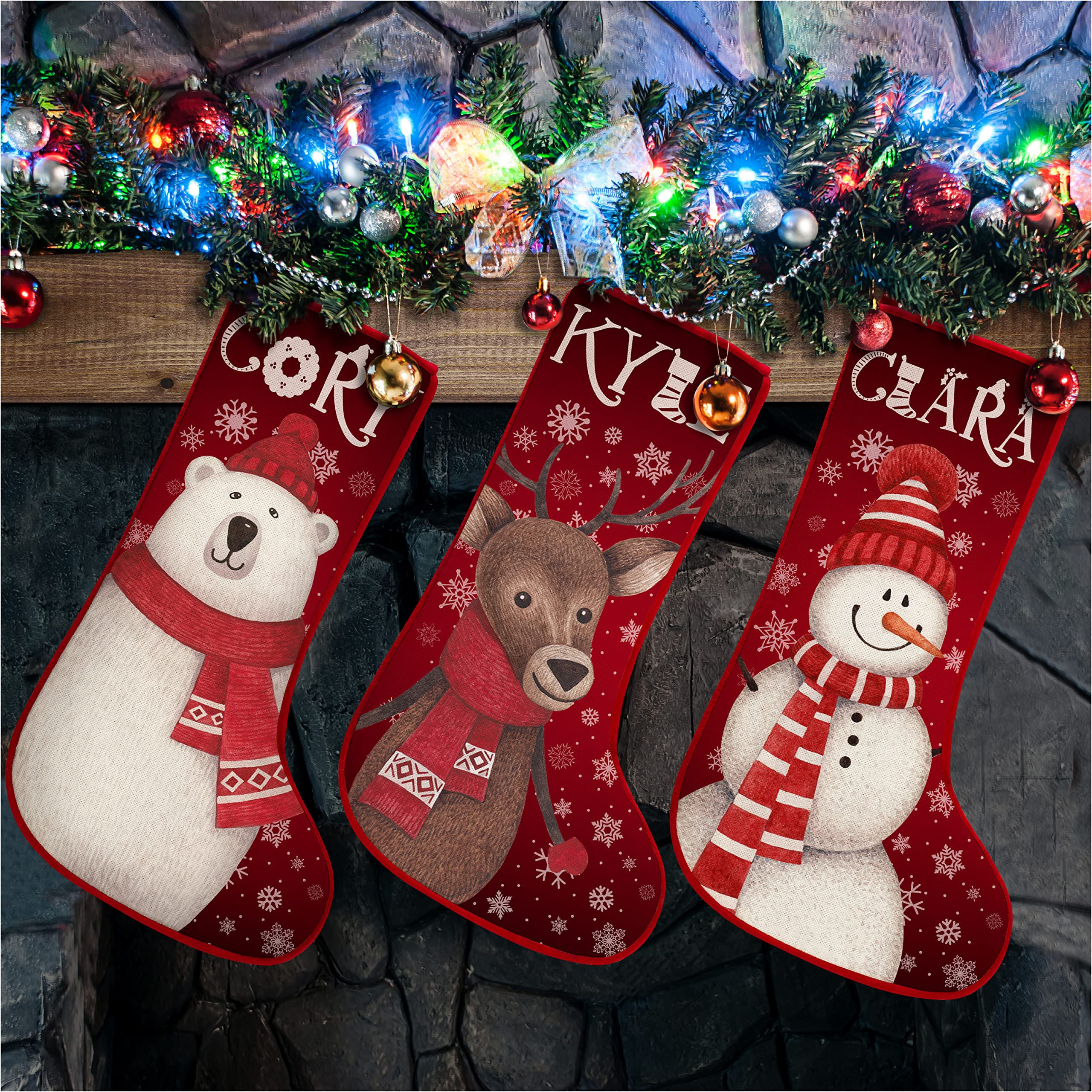 Custom Wizard School Christmas Stockings With Name, Personalized Four