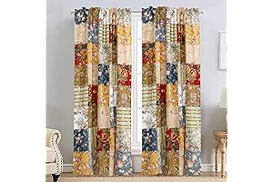 Cozy Line Home Fashions Ryleigh Country Garden Fall Flowers Paisley Plaid Patchwork Quilted Curtains