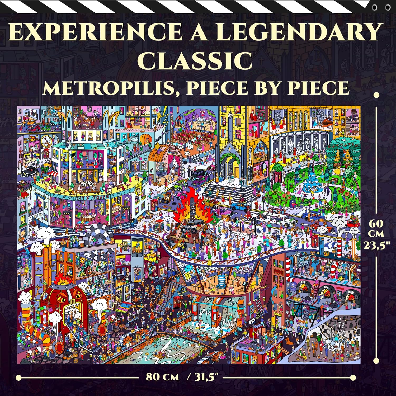 QUOKKA 1000 Piece Puzzle for Adults – Metropolis 1927 Sci-Fi Inspired Jigsaw – Premium Thick Cardboard, No Glare Finish, 147 Hidden Mysteries, 2 Secret Envelopes for Extended Immersive Experience