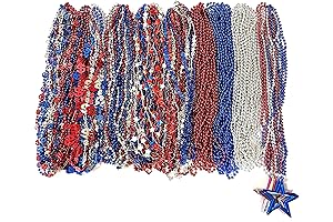 108 Pcs Patriotic Bead Necklace for the Fourth of July