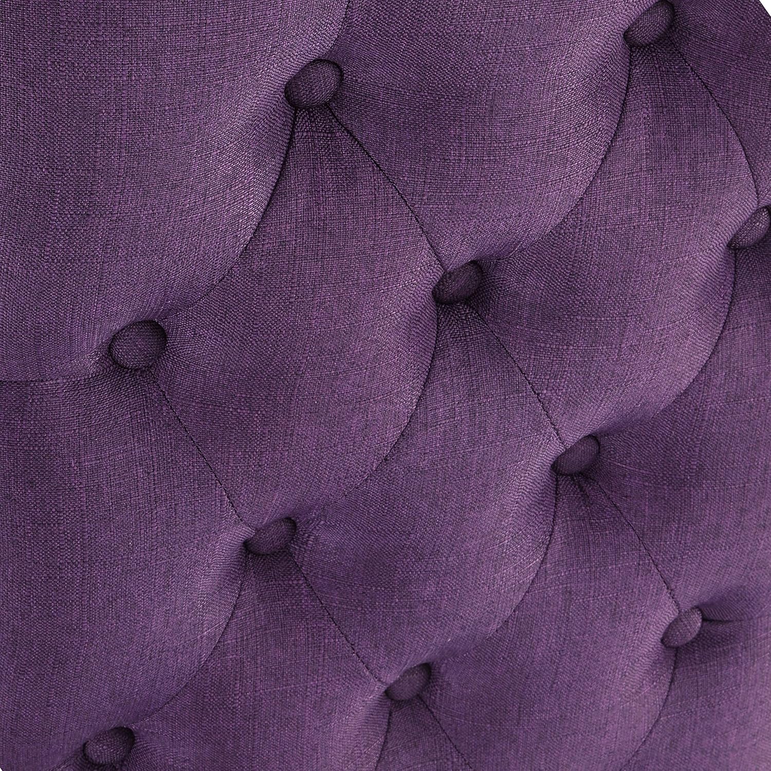 Roundhill Furniture Aneta Solid Wood Tufted Parsons Dining Chairs, Set of 2, Purple - Chairs