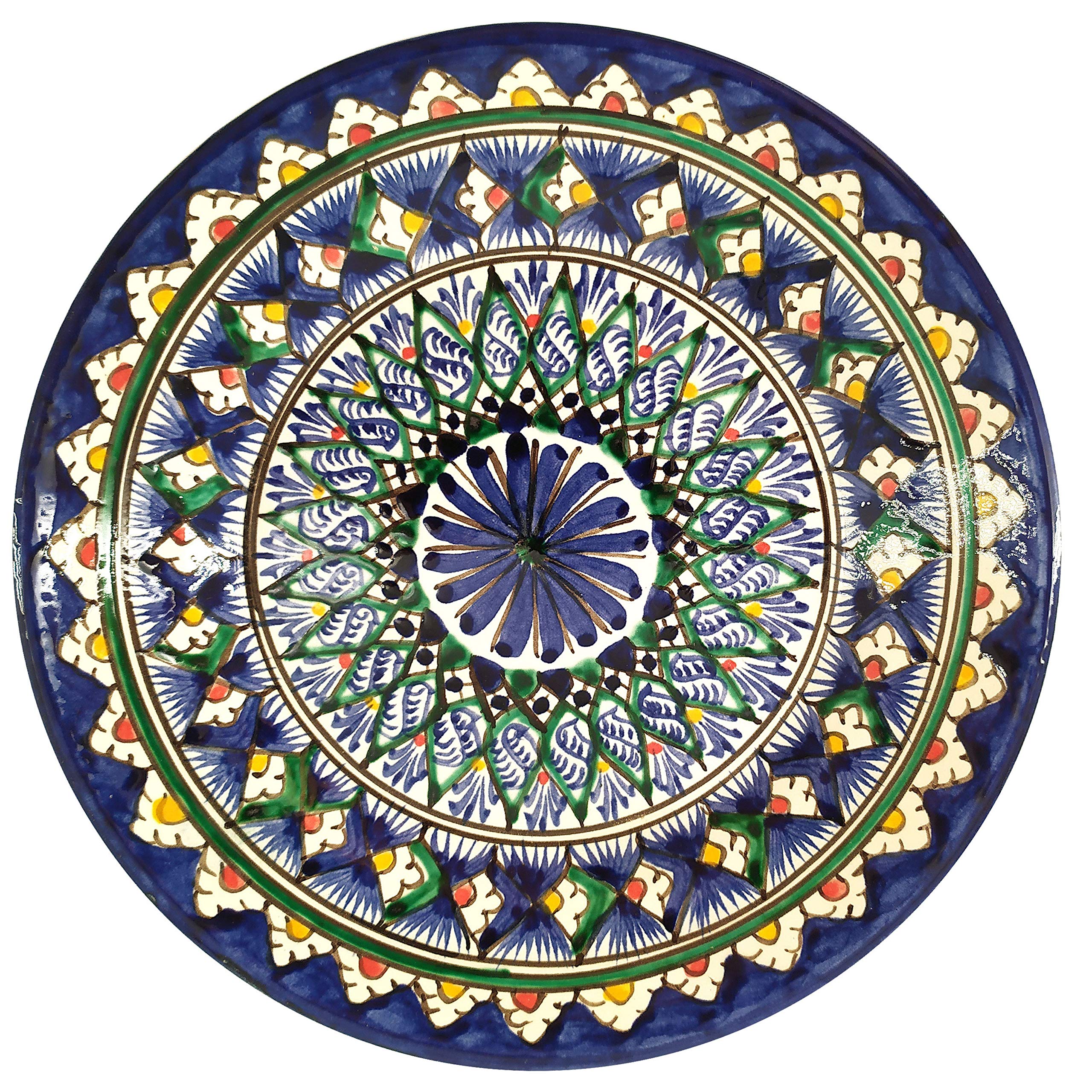 Beautiful Blue Decorative Handmade Uzbek Plate 9 Inch (23 cm) Clay Uzbekistan Pottery Uzbek Wall Art