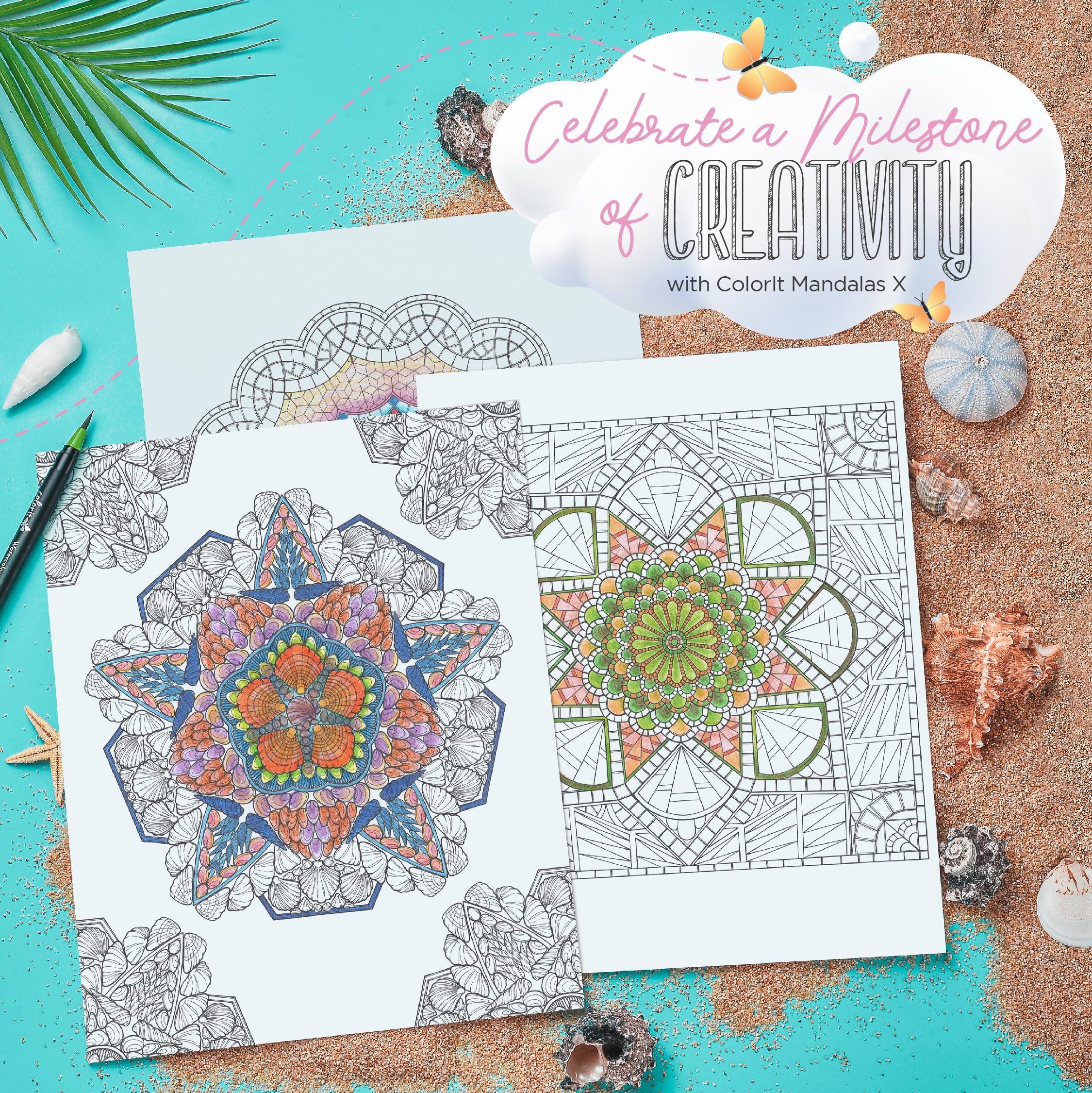 ColorIt Mandalas to Color, Volume X Malbuch für Erwachsene, Spiralbindung, 50 saisonale Mandalas mit Frühlings-, Sommer-, Herbst- und Winter-Designs, dickes Papier, perforiertes Papier, flach, fester
