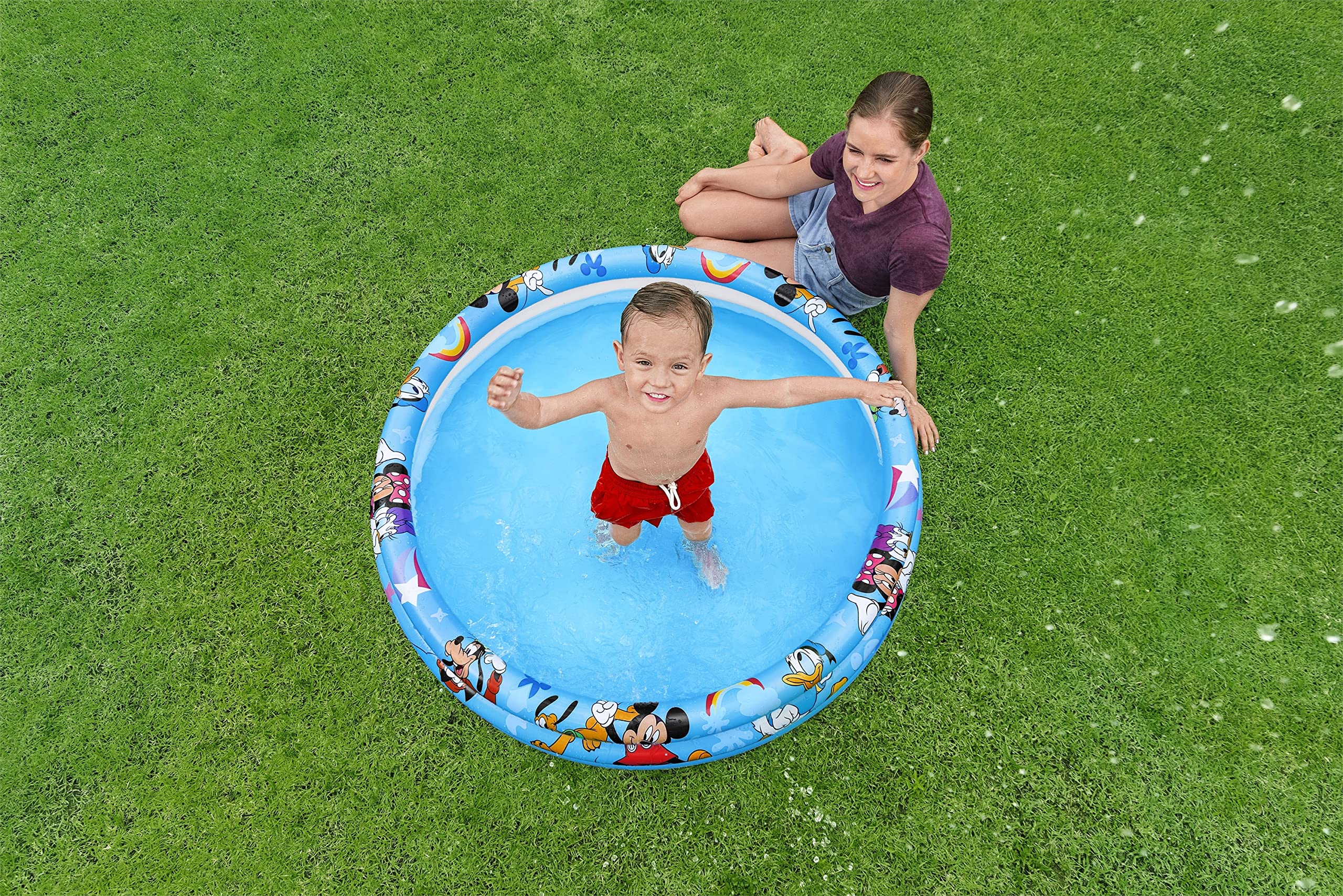 Bestway 91007 Piscina per Bambini "Mickey E Gli Amici Del Rally", 122X25 cm