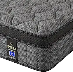 ENSHUI Colchão Queen híbrido de 30 cm em uma caixa, colchões firmes médios com espuma viscoelástica de gel e molas de bolso, alívio de pressão, resfriamento, suporte de borda, teste de 100 noites