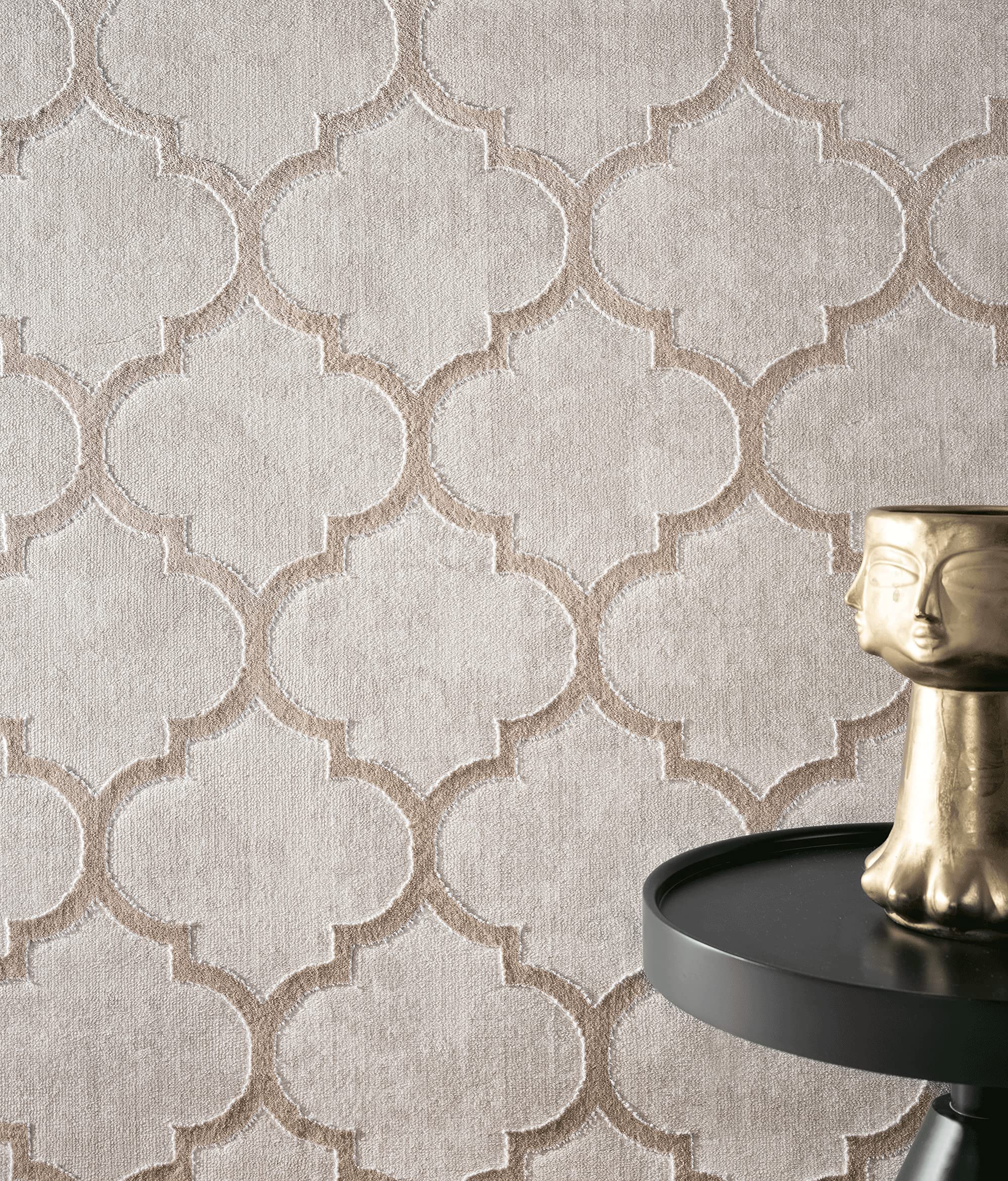 the carpet Knight Eleganter - Tappeto da soggiorno a pelo corto, effetto 3D lucido, struttura ad alta profondità, beige, 120 x 170 cm