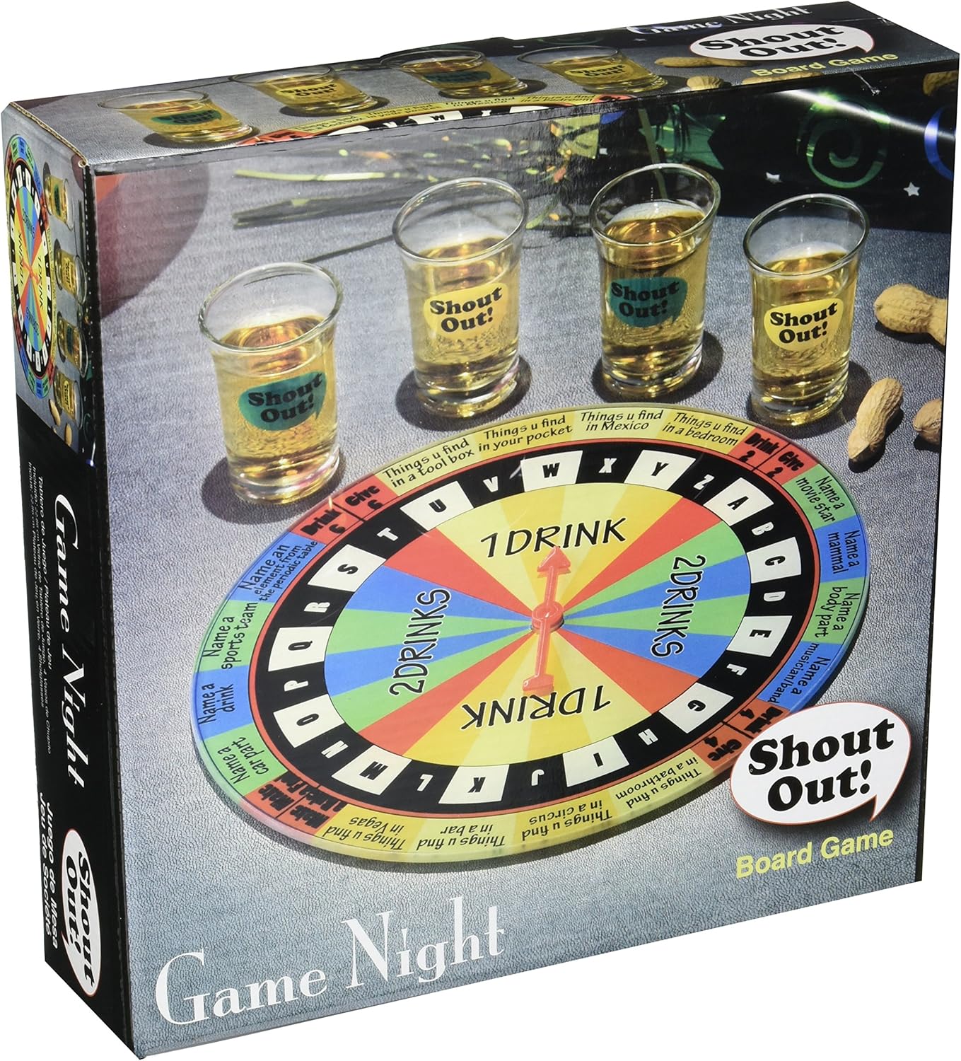 Game NIght Shout Out Shot Glass Board Game Set, 9", Multicolor