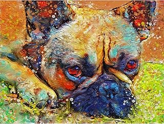 French Bulldog Dog Wall Art Décor, Frenchie Dog Memorial, Abstract Frenchy Dog Picture Gift Choice of Sizes Hand Signed by Dog Portrait Artist Oscar Jetson. (a4)
