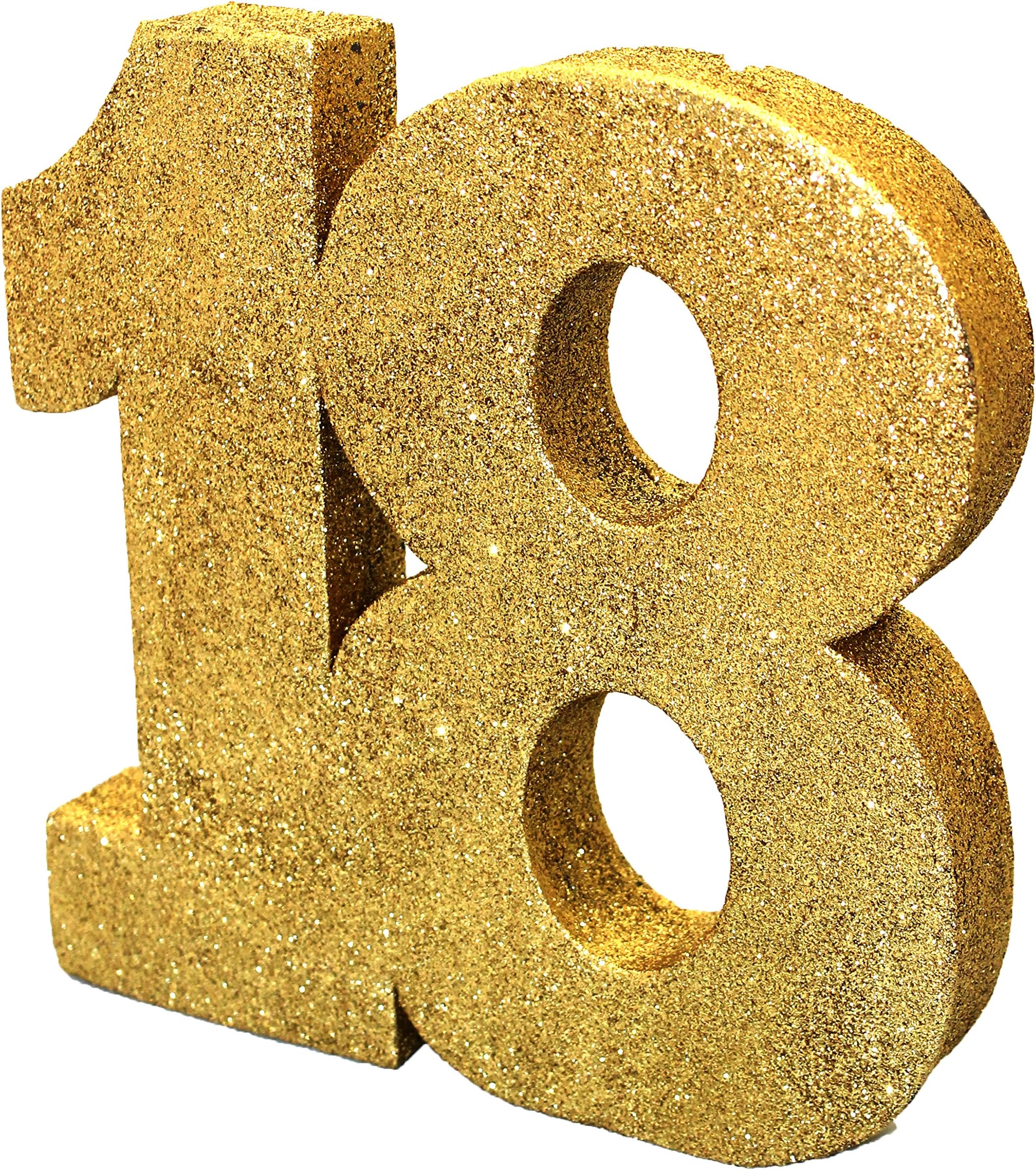 Number 18 Glitter Table Decoration Gold| Table Centrepiece | Table Decorations Centrepiece | 18th Birthday Decorations | Pack of 1 | 20cm |H100