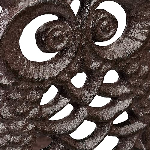 Miniatura 6 de Relaxdays Tope, Cuña de puerta con diseño de búho, tope de puerta, decoración, hierro fundido pesado, marrón, 3.9 x 3.5 x 5.1 in